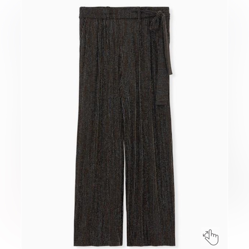 Torrid black dress pants sparkles metallic silver 
 Lurex Self-Tie Wide Leg Pant